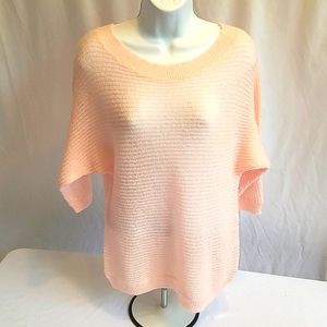New York & Company Pink 3/4 Sleeve Crew Neck Sheer Sweater Size Medium